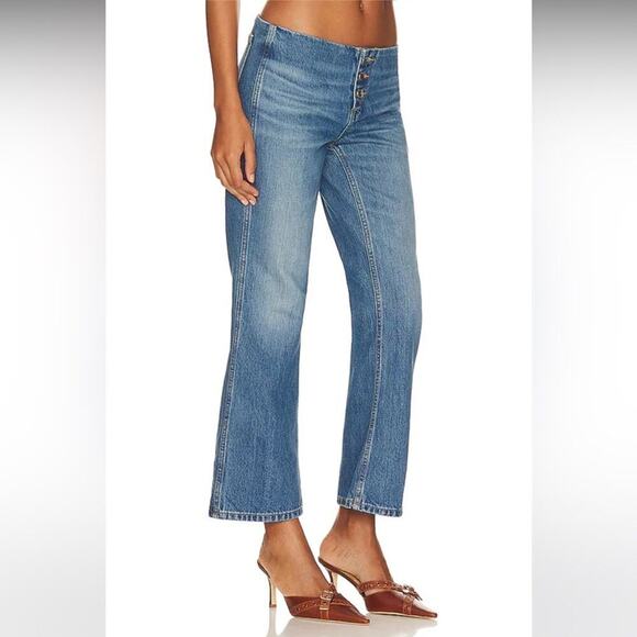 Re/Done Button Fly Crop Bootcut Jeans Size 26 - Picture 2 of 14